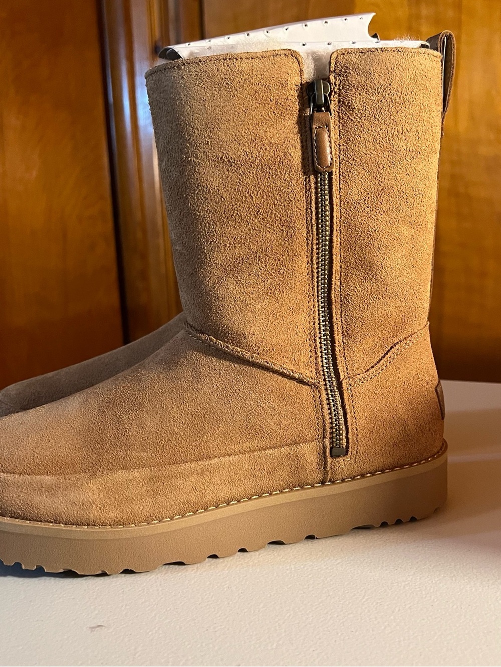 UGG Side 9 Women's Suede Zip-Back Winter Boot - Chestnut